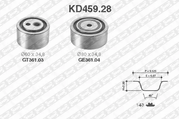 Handler.Part Timing belt set SNR KD45928 1