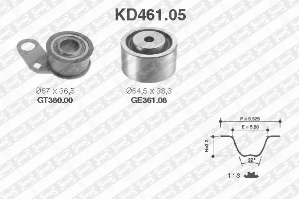 Handler.Part Timing belt set SNR KD46105 1