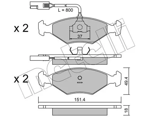 Handler.Part Brake pad set, disc brake METELLI 2200570 1