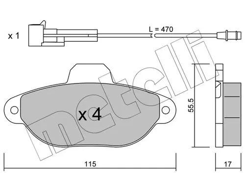 Handler.Part Brake pad set, disc brake METELLI 2201590 1