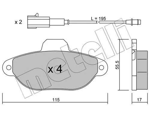 Handler.Part Brake pad set, disc brake METELLI 2201593 1