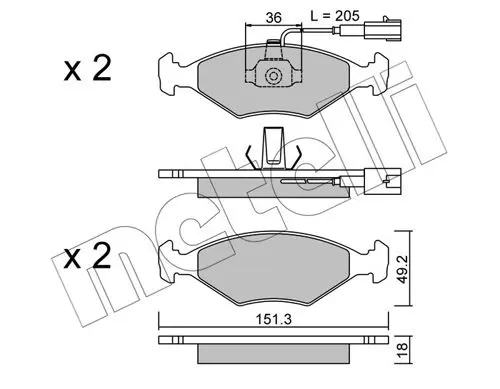 Handler.Part Brake pad set, disc brake METELLI 2202730 1