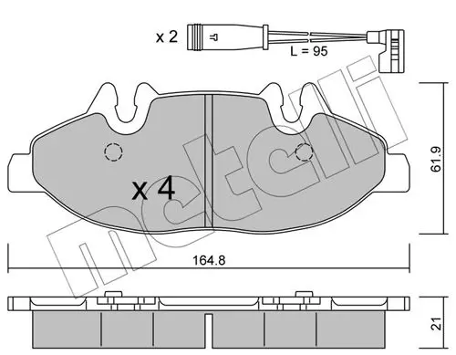 Handler.Part Brake pad set, disc brake METELLI 2205750K 1