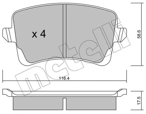 Handler.Part Brake pad set, disc brake METELLI 2207760 1