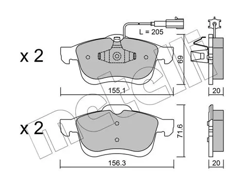 Handler.Part Brake pad set, disc brake METELLI 2208241 1