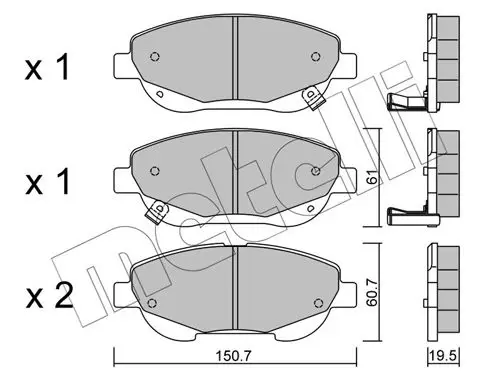 Handler.Part Brake pad set, disc brake METELLI 2208790 1