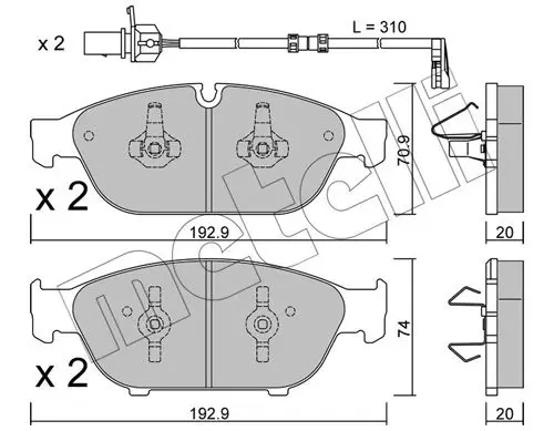 Handler.Part Brake pad set, disc brake METELLI 2209530K 1