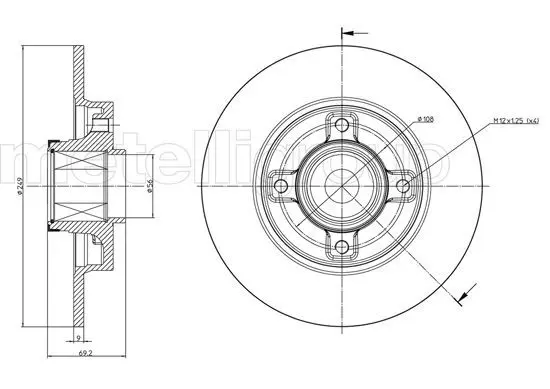 Handler.Part Brake disc METELLI 230878 2