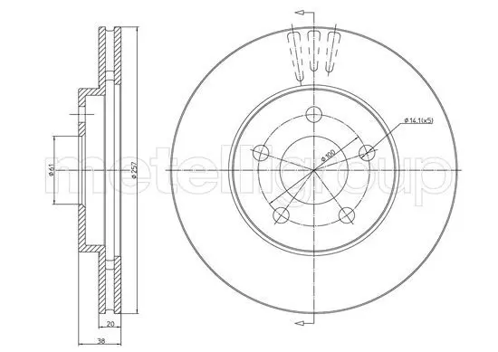 Handler.Part Brake disc METELLI 231629C 1