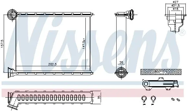 Handler.Part Heat Exchanger, interior heating NISSENS 707199 7