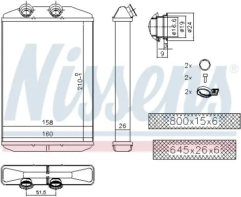 Handler.Part Heat exchanger, interior heating NISSENS 73344 6