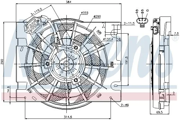 Handler.Part Fan, a/c condenser NISSENS 85186 6