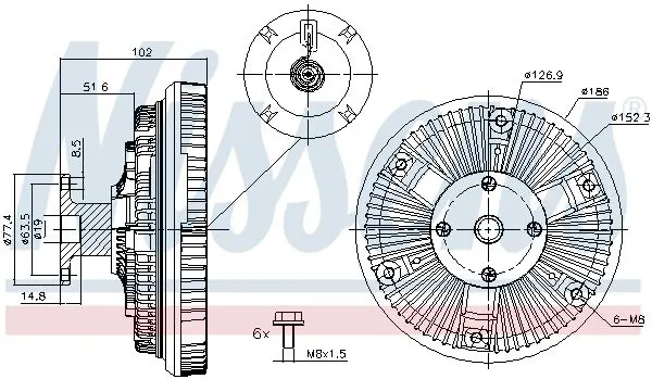 Handler.Part Clutch, radiator fan NISSENS 86025 6