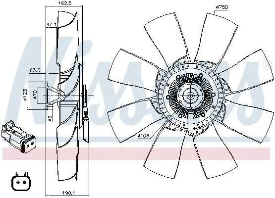 Handler.Part Clutch, radiator fan NISSENS 86193 6