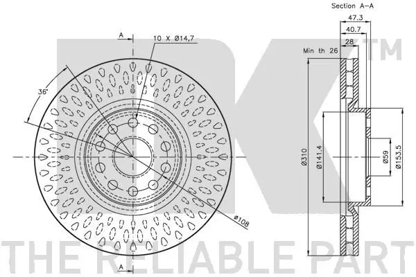 Handler.Part Brake disc NK 201018 3