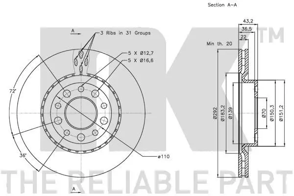 Handler.Part Brake disc NK 201025 3