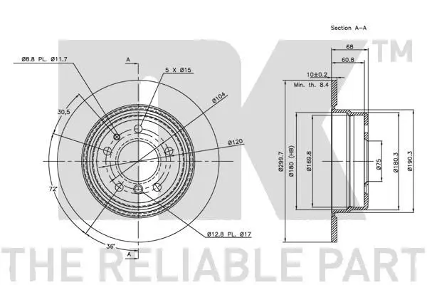 Handler.Part Brake disc NK 201522 3