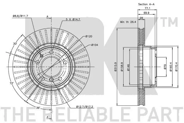 Handler.Part Brake disc NK 201534 3