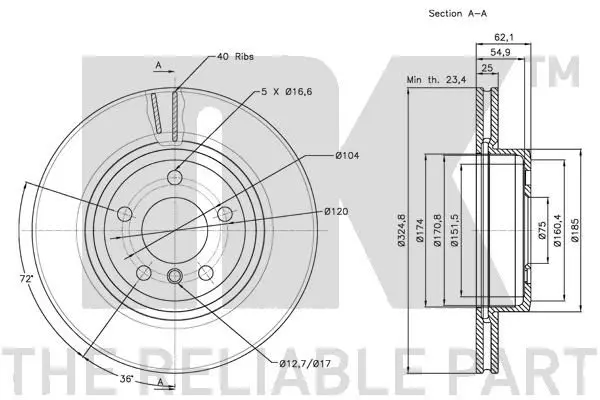 Handler.Part Brake disc NK 201564 3