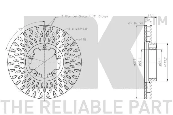 Handler.Part Brake disc NK 202286 3