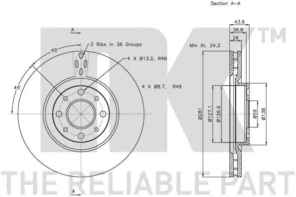 Handler.Part Brake disc NK 202344 3