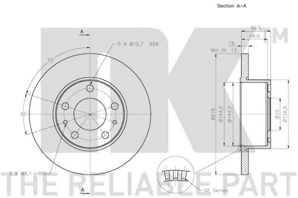 Handler.Part Brake disc NK 202354 3