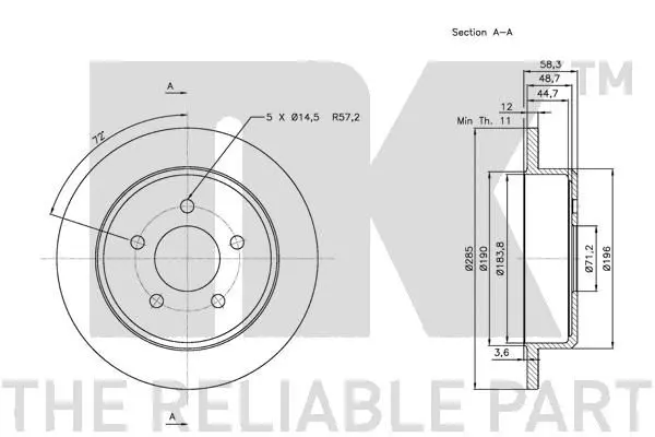 Handler.Part Brake disc NK 202572 3