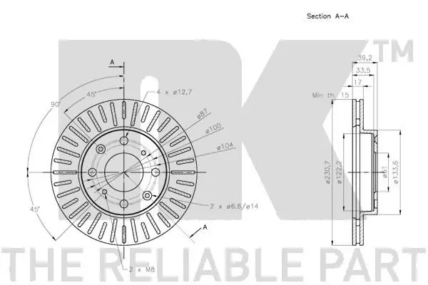 Handler.Part Brake disc NK 202665 2