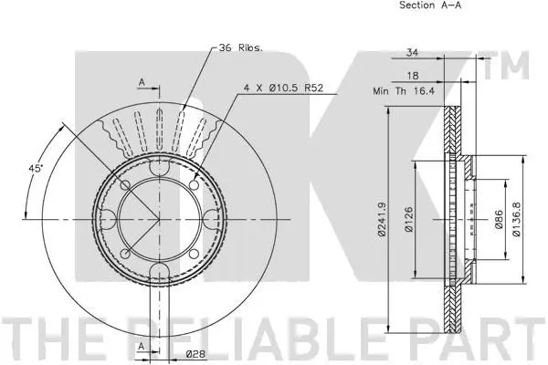 Handler.Part Brake disc NK 203007 3