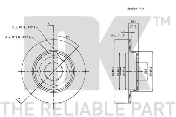 Handler.Part Brake disc NK 203036 3