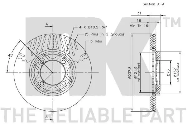 Handler.Part Brake disc NK 203216 3