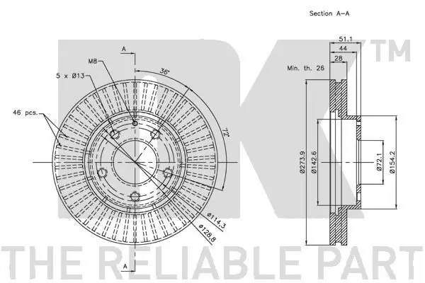 Handler.Part Brake disc NK 203254 3