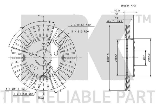 Handler.Part Brake disc NK 203308 3