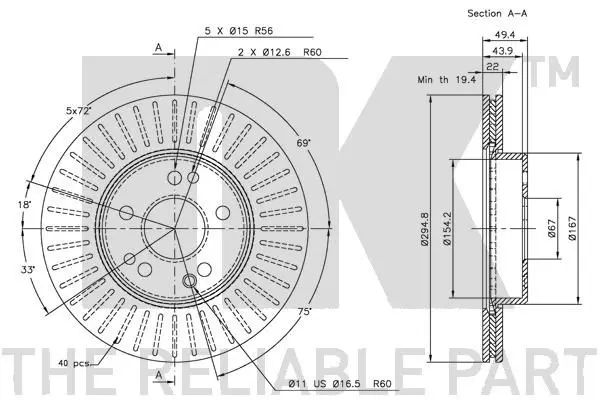 Handler.Part Brake disc NK 203328 3