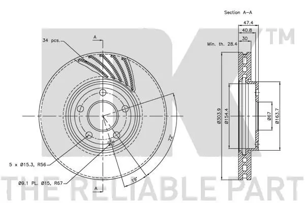 Handler.Part Brake disc NK 203386 3