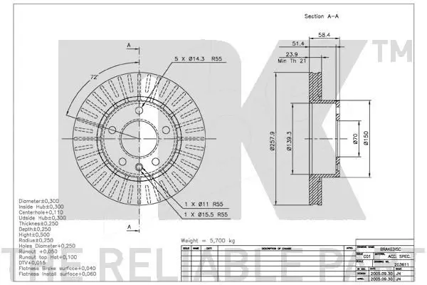 Handler.Part Brake disc NK 203611 3