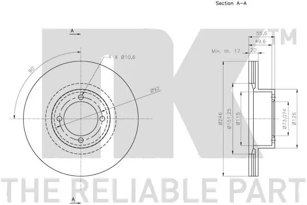 Handler.Part Brake disc NK 203615 3