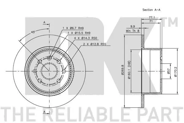 Handler.Part Brake disc NK 203619 3