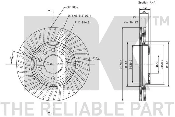 Handler.Part Brake disc NK 203630 3