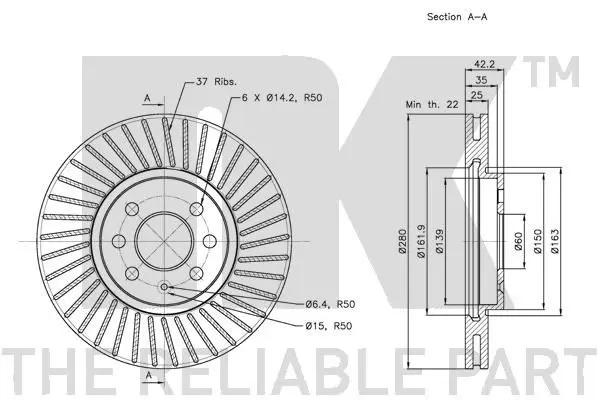 Handler.Part Brake disc NK 203652 3