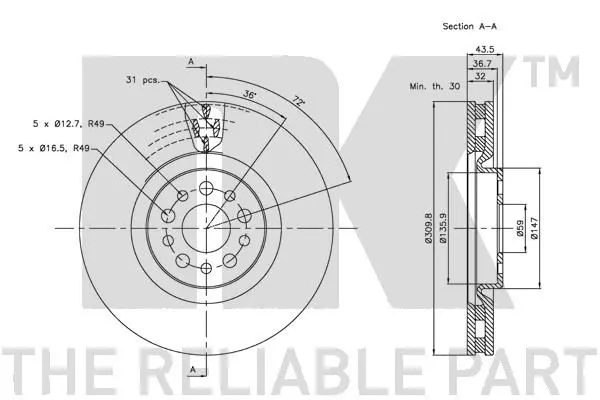 Handler.Part Brake disc NK 203730 3