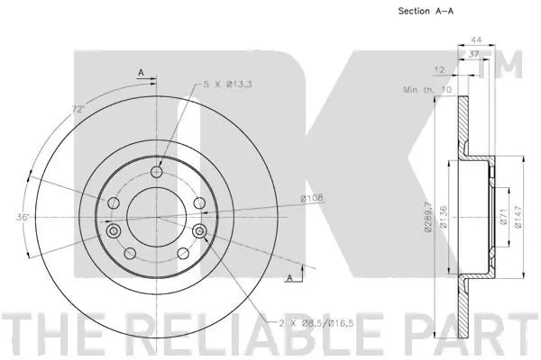 Handler.Part Brake disc NK 203744 3