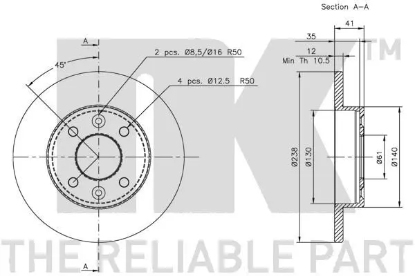 Handler.Part Brake disc NK 203908 3