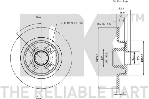 Handler.Part Brake disc NK 203935 3