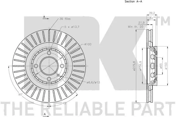 Handler.Part Brake disc NK 204755 3