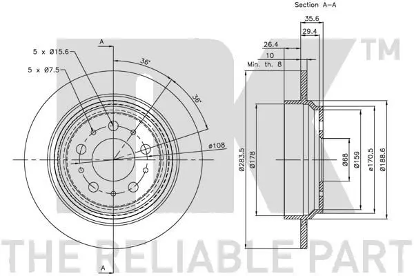 Handler.Part Brake disc NK 204846 3