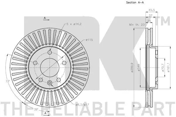 Handler.Part Brake disc NK 205015 3