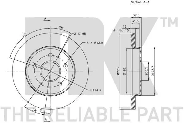 Handler.Part Brake disc NK 205112 3