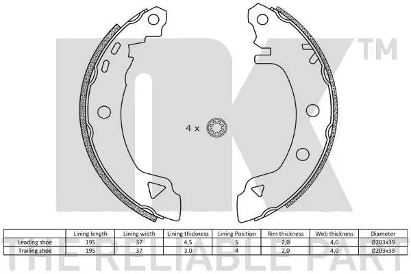 Handler.Part Brake shoe set NK 2710487 2