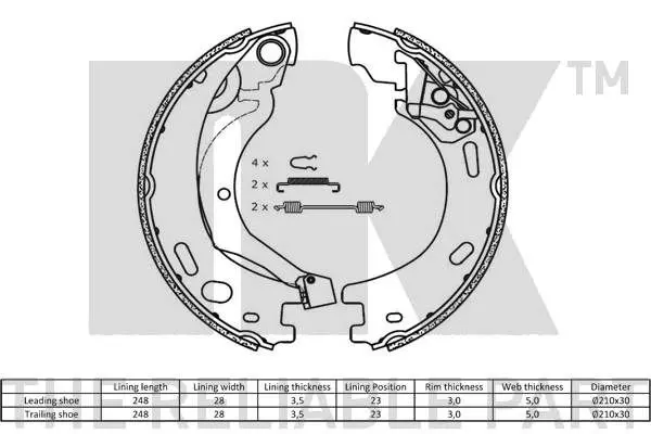 Handler.Part Brake shoe set, parking brake NK 2712769 2